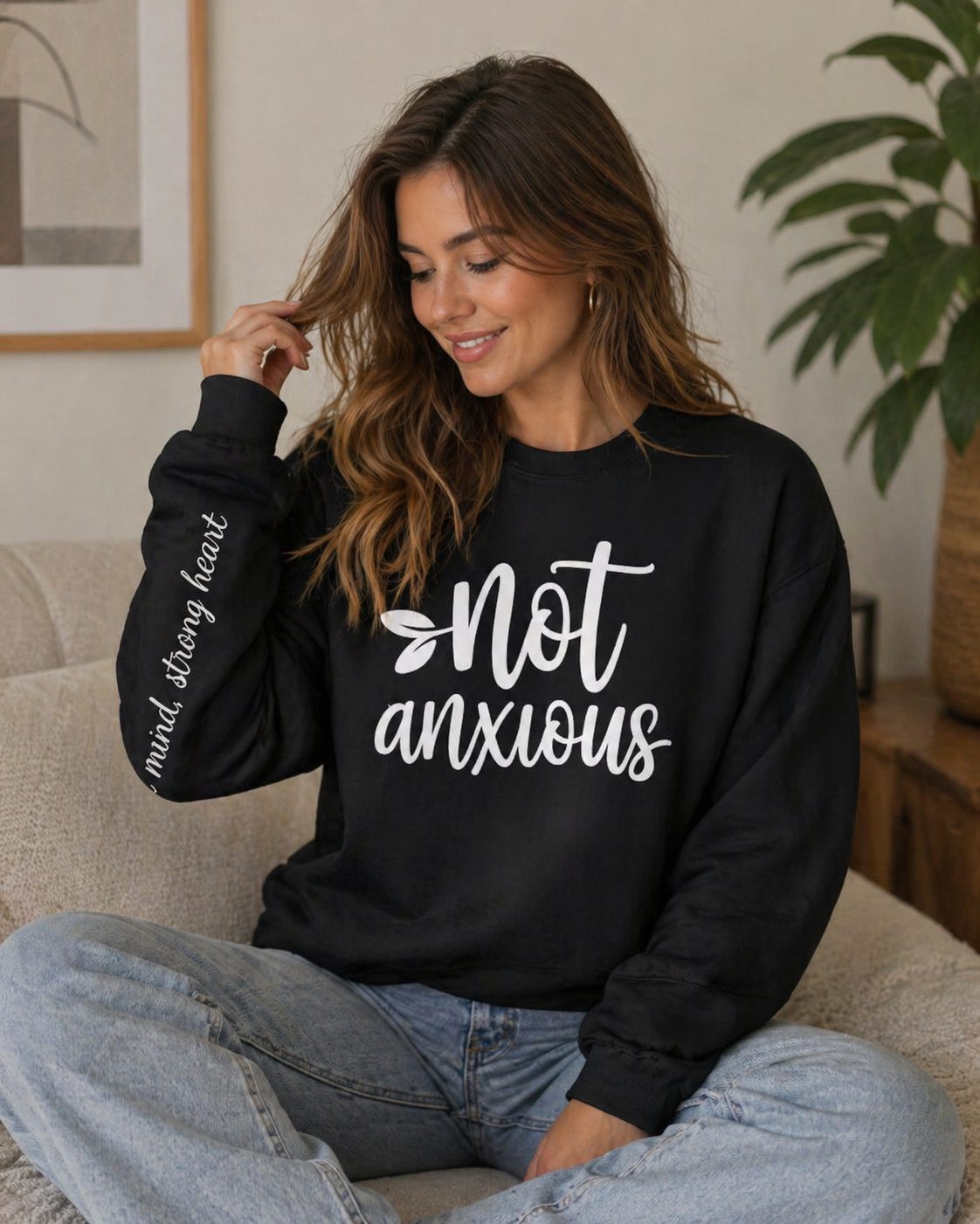 Not Anxious Graphic Crewneck Sweatshirt by See Life My Way